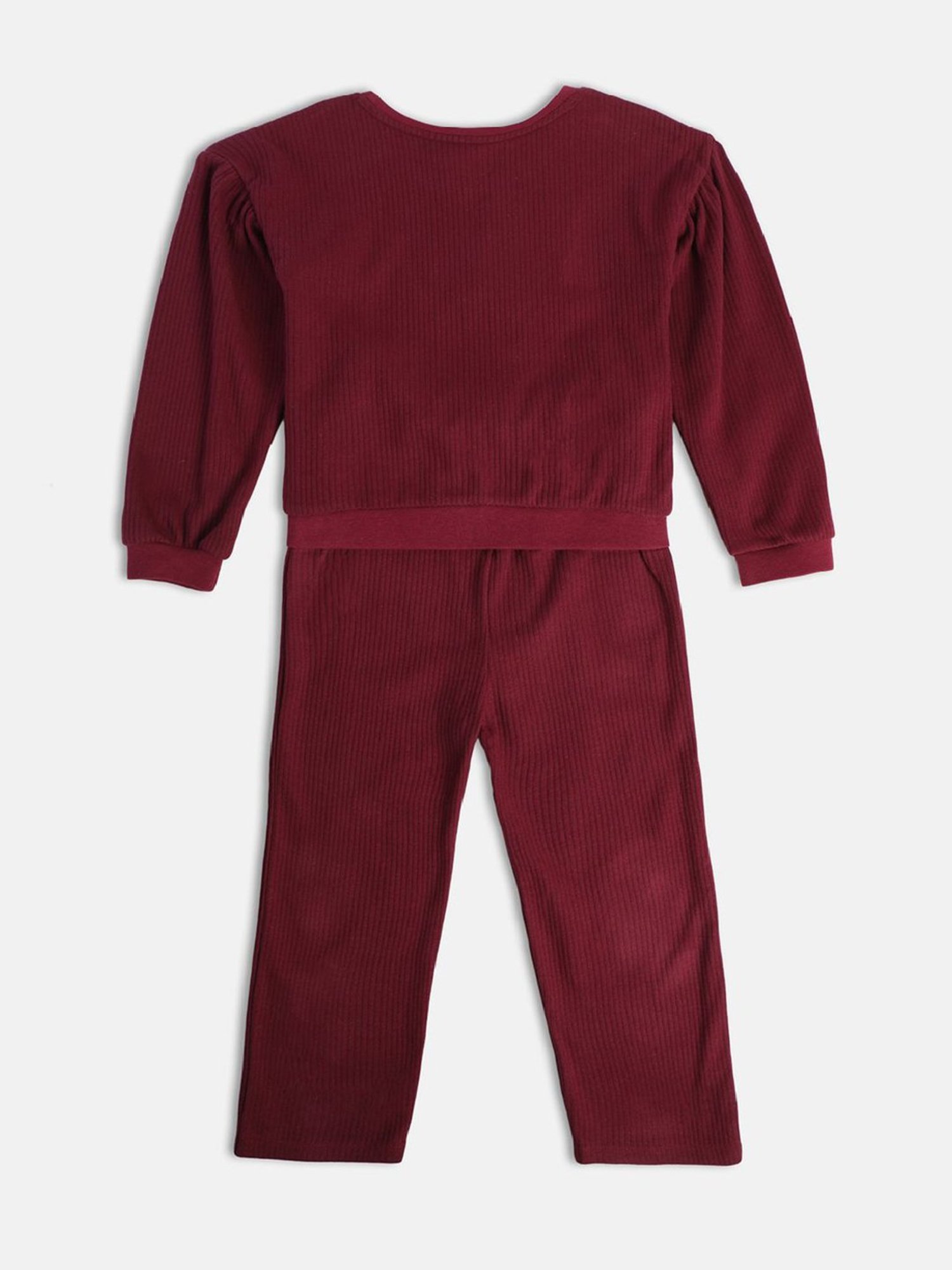 MINIKLUB Kids Maroon Embroidered Full Sleeves Top with Pants
