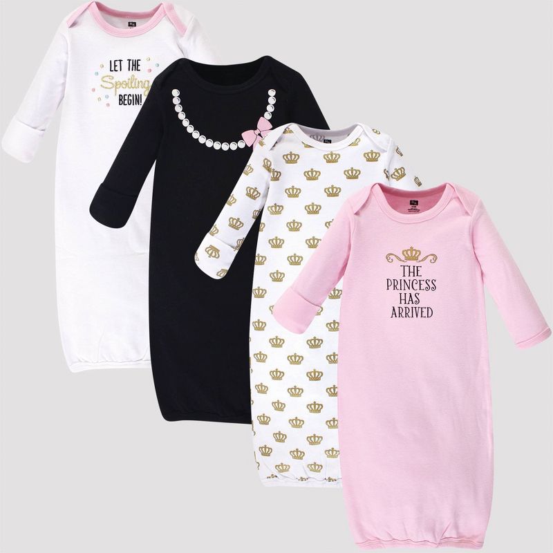 Hudson Baby Girls' 4pk Organic Cotton Princess Gown - Pink 0-6M