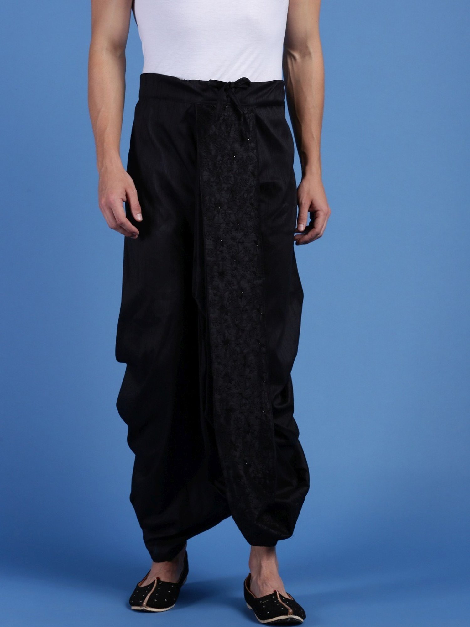 Sanwara Black Regular Fit Embroidered Dhotis