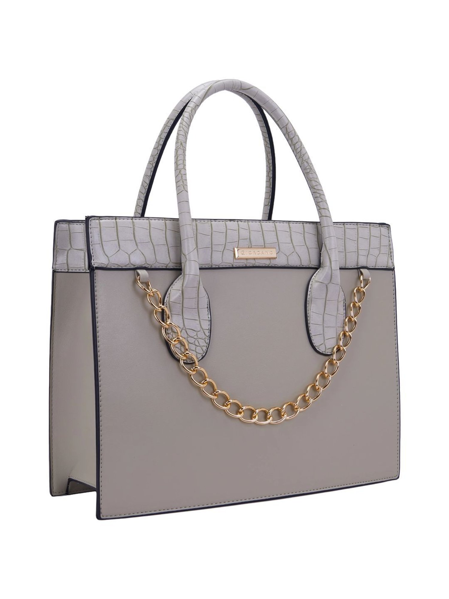 Giordano Grey Textured Medium Tote Handbag