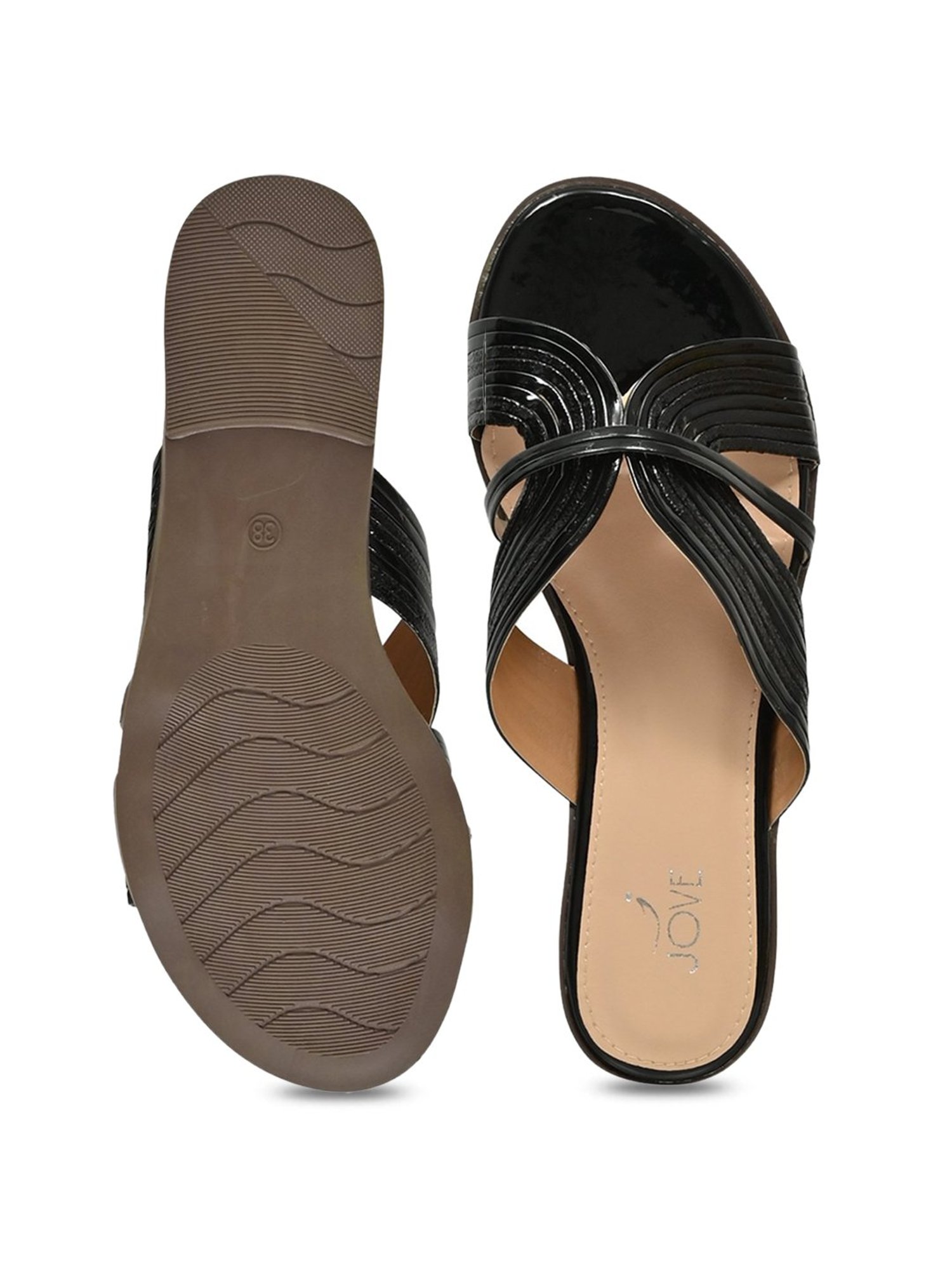 Jove Women's Black Casual Sandals