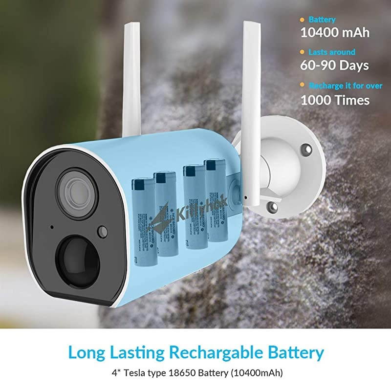 WireFree Outdoor Battery Powered Security Cameras Wireless 1080P WiFi IP Security Home Camera with PIR Detection 2Way Audio FHD Night Vision IP65 Weatherproof Micro SDCloud Storage