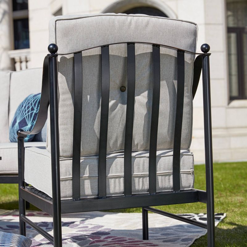 2pc Steel Outdoor Patio Accent Chairs Cream - Lokatse