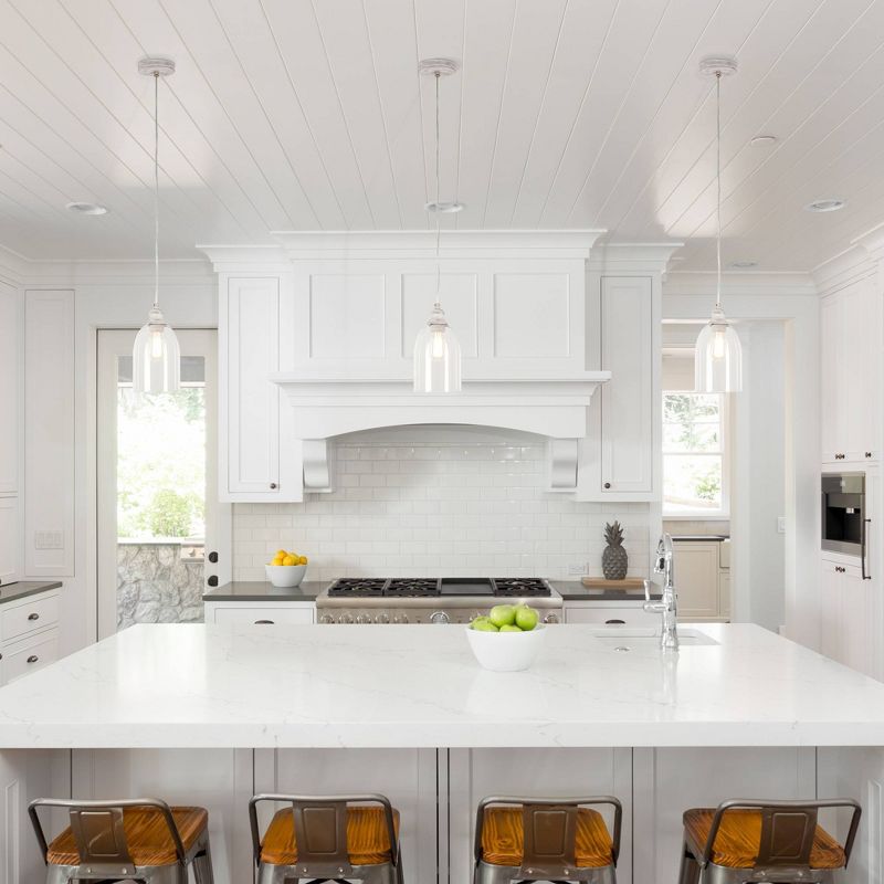 6.25" Glass Bell Shaped Mini Pendant with Metal Accents Clear - Cresswell Lighting