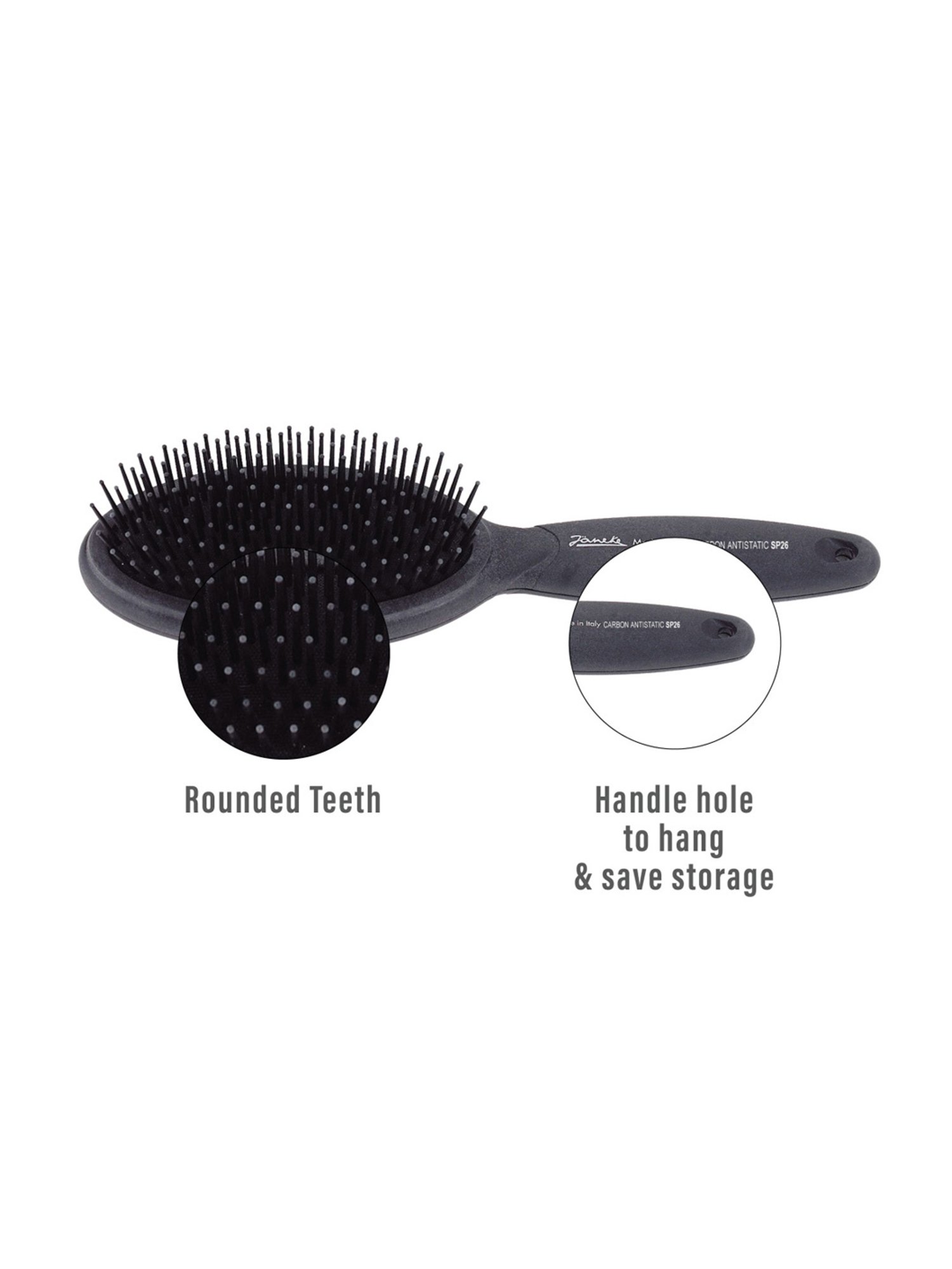 Janeke 1830 Professional Heat Hair Styling Carbon Fibre Pneumatic Anti-Static Hair Brush - 22 cm