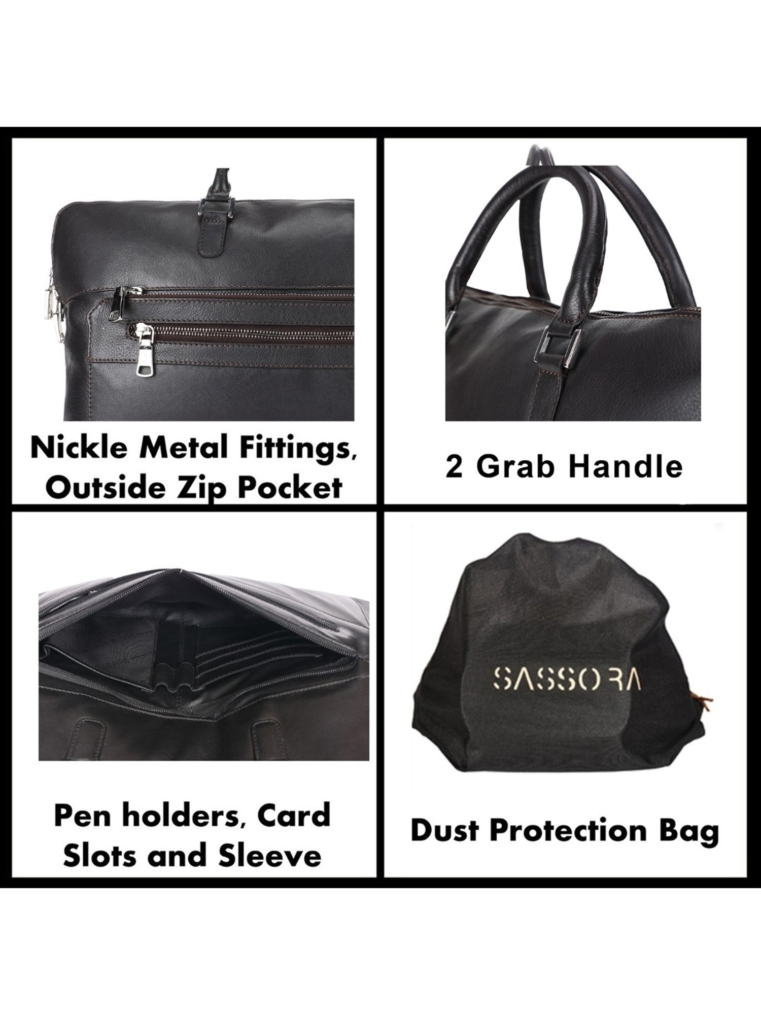 SASSORA INKY Brown Leather Medium Messenger Bag