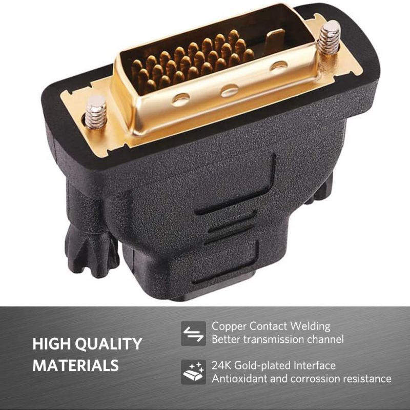 DVI to HDMI Adapter, DVI-D 24+1Male to HDMI Female High Speed Adapter Converter Gold Plated Support 1080P for HDTV, Plasma, DVD, Projector, Computer