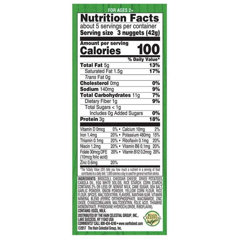 Earths Best Gluten Free Broccoli and Cheese Frozen Nuggets - 8oz