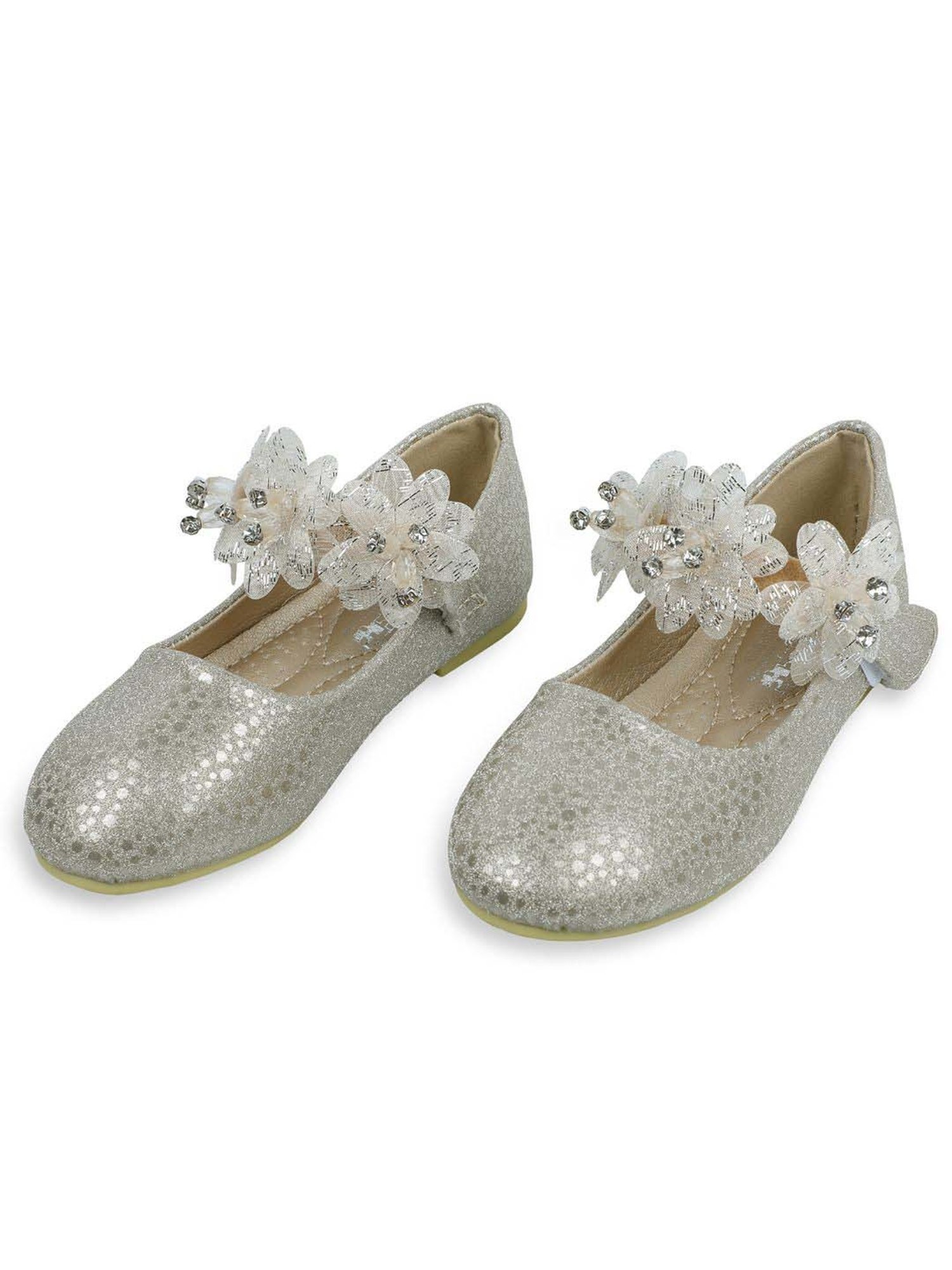 Baby Moo Kids Gold Bash Shiny Floral Mary Jane Shoes