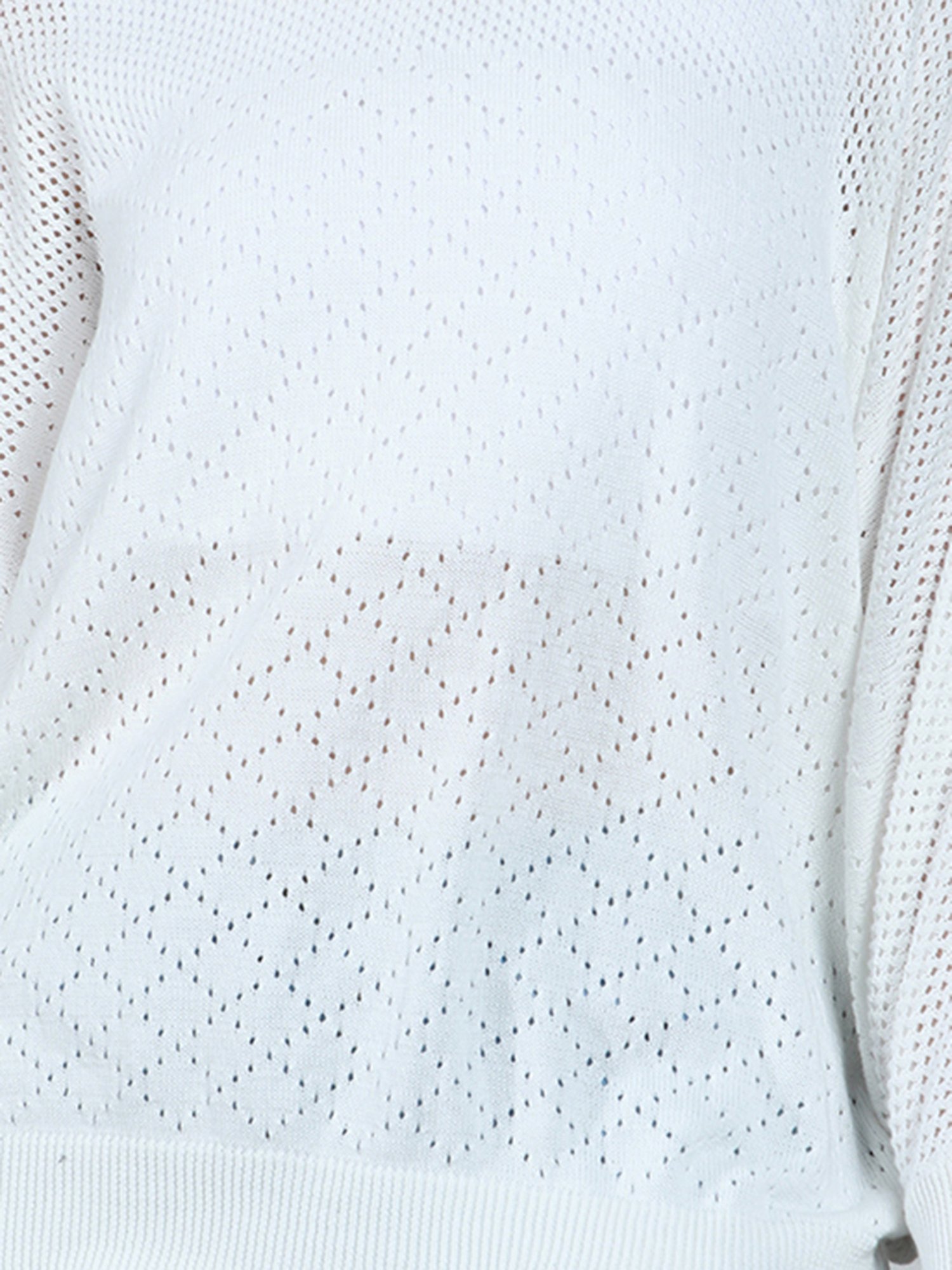 High Star White Cotton Self Design Top