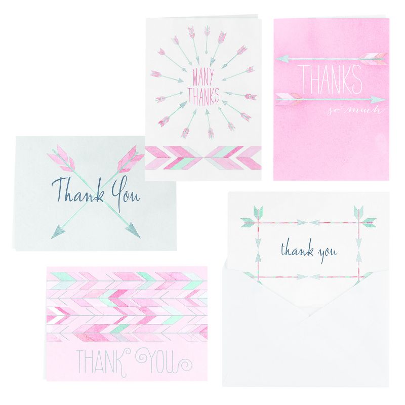 25ct Watercolor Arrow Thank You Set