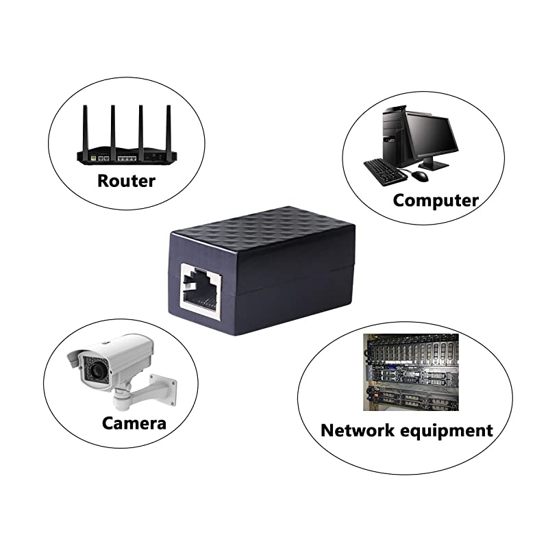 Ethernet Surge Protector RJ45 Coupler Female to Female Network Surge Protector Outdoor Arrester Protection Device Extension Adapter2Pack