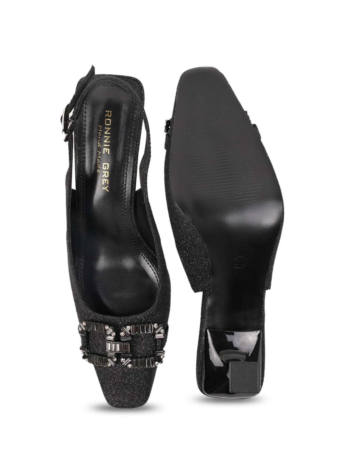 Ronnie Grey Women's Black Back Strap Stilettos