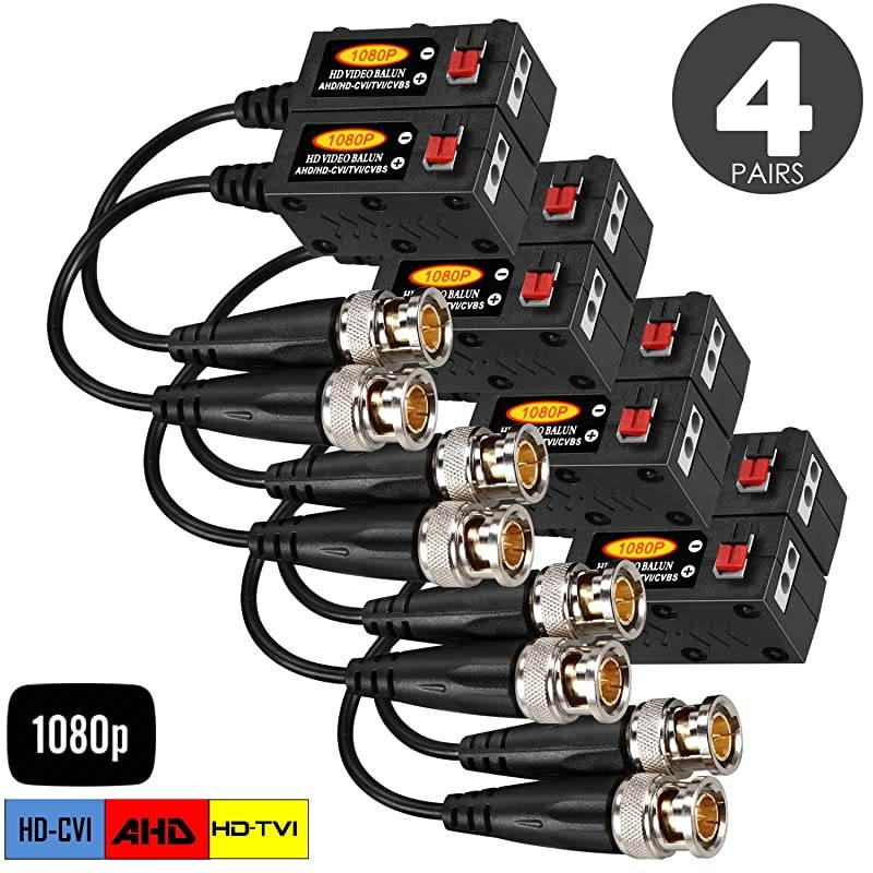 1080P AHDHDCVITVICVBS Passive HD Video Balun Transmitter 4 Pairs UTP Up to 350M600M