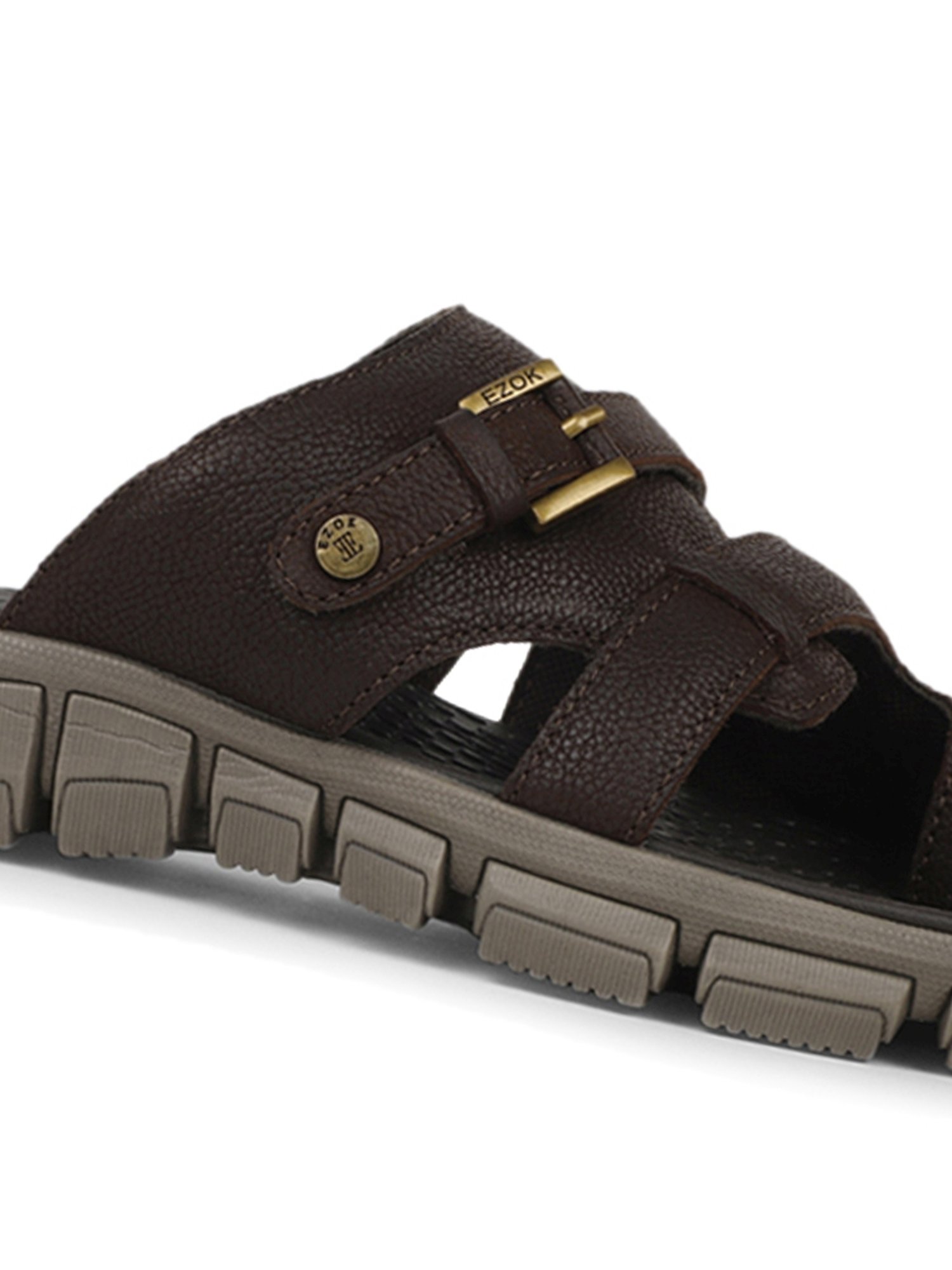 EZOK Men's Brown Toe Ring Sandals