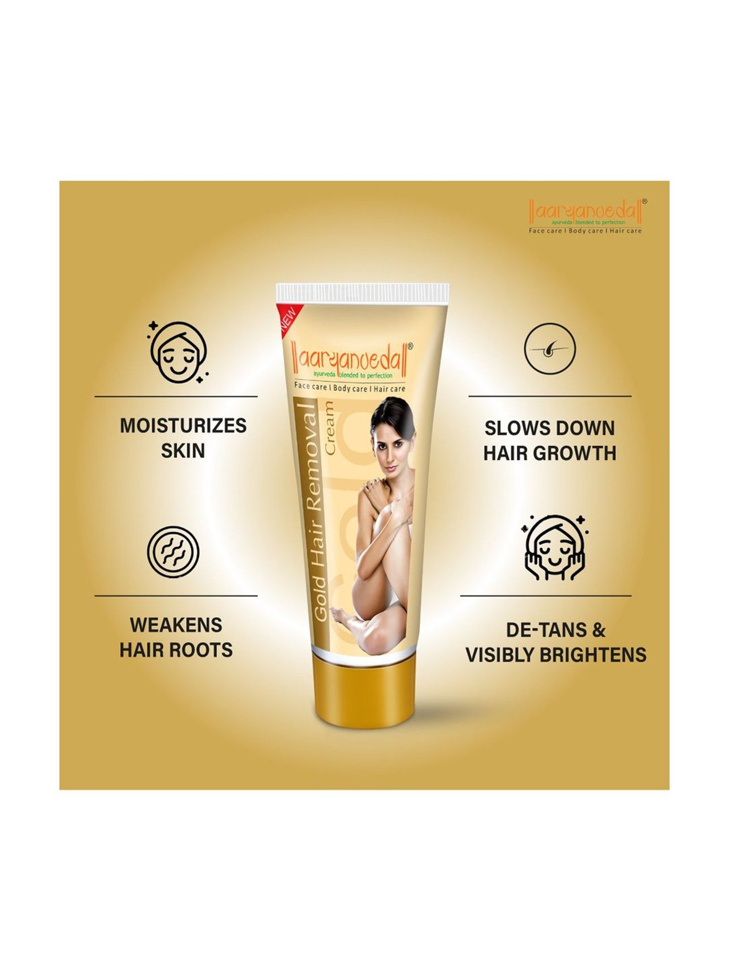 Aryanveda Gold Hair Removal Cream (Pack of 4)