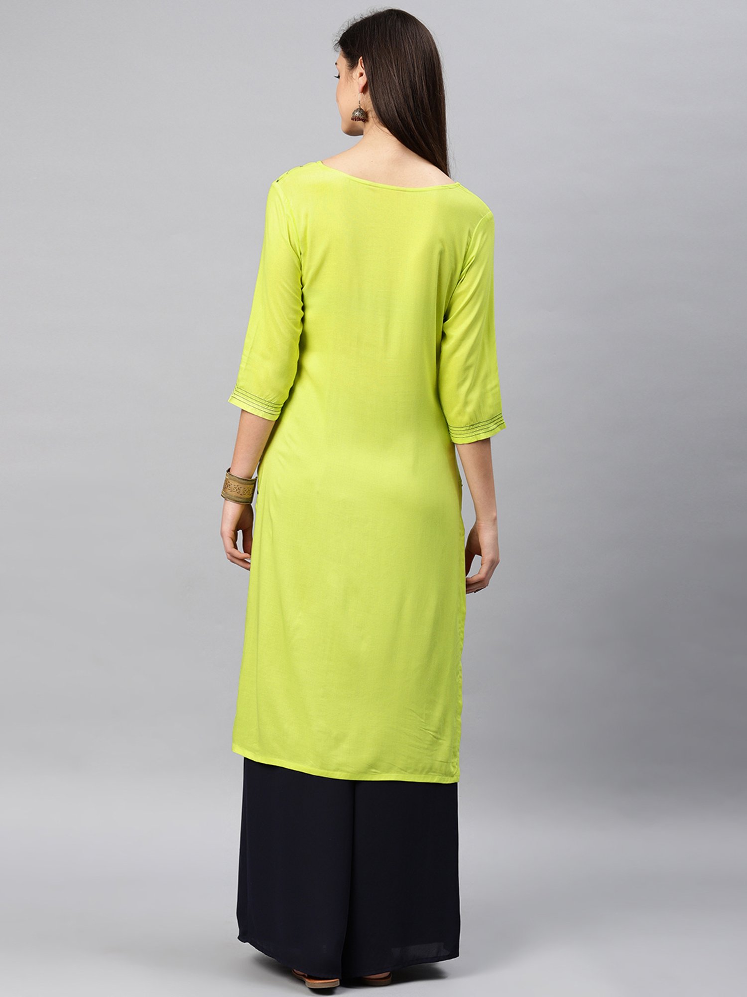 Alena Green Printed Straight Kurta