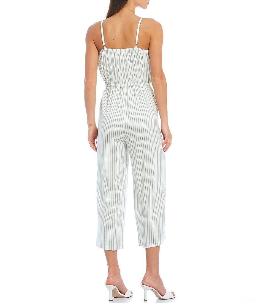 Gianni Bini Striped Sleeveless Square Neck Cropped Jumpsuit