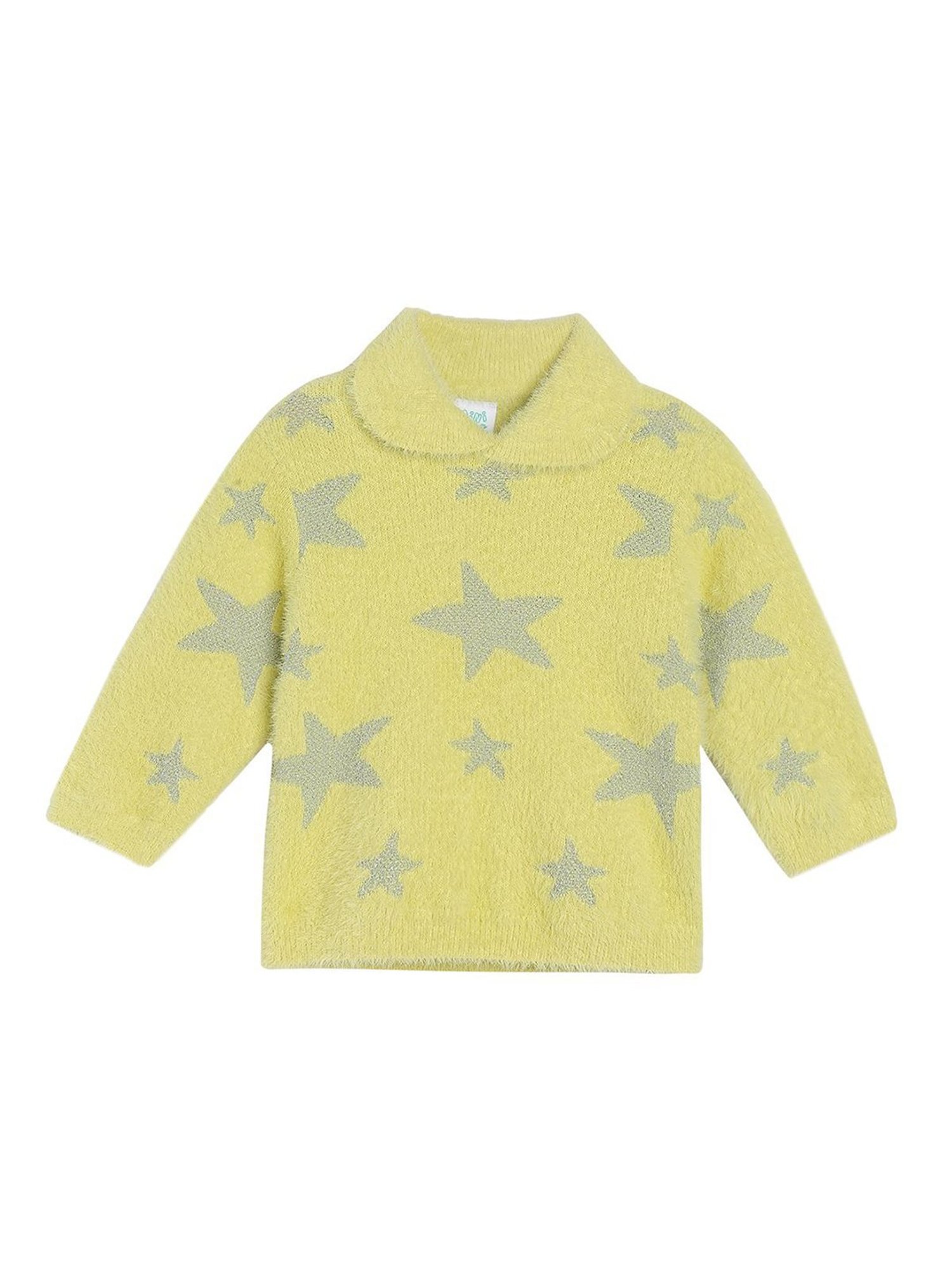 MINIKLUB Girls Green Self Design Full Sleeves Sweater