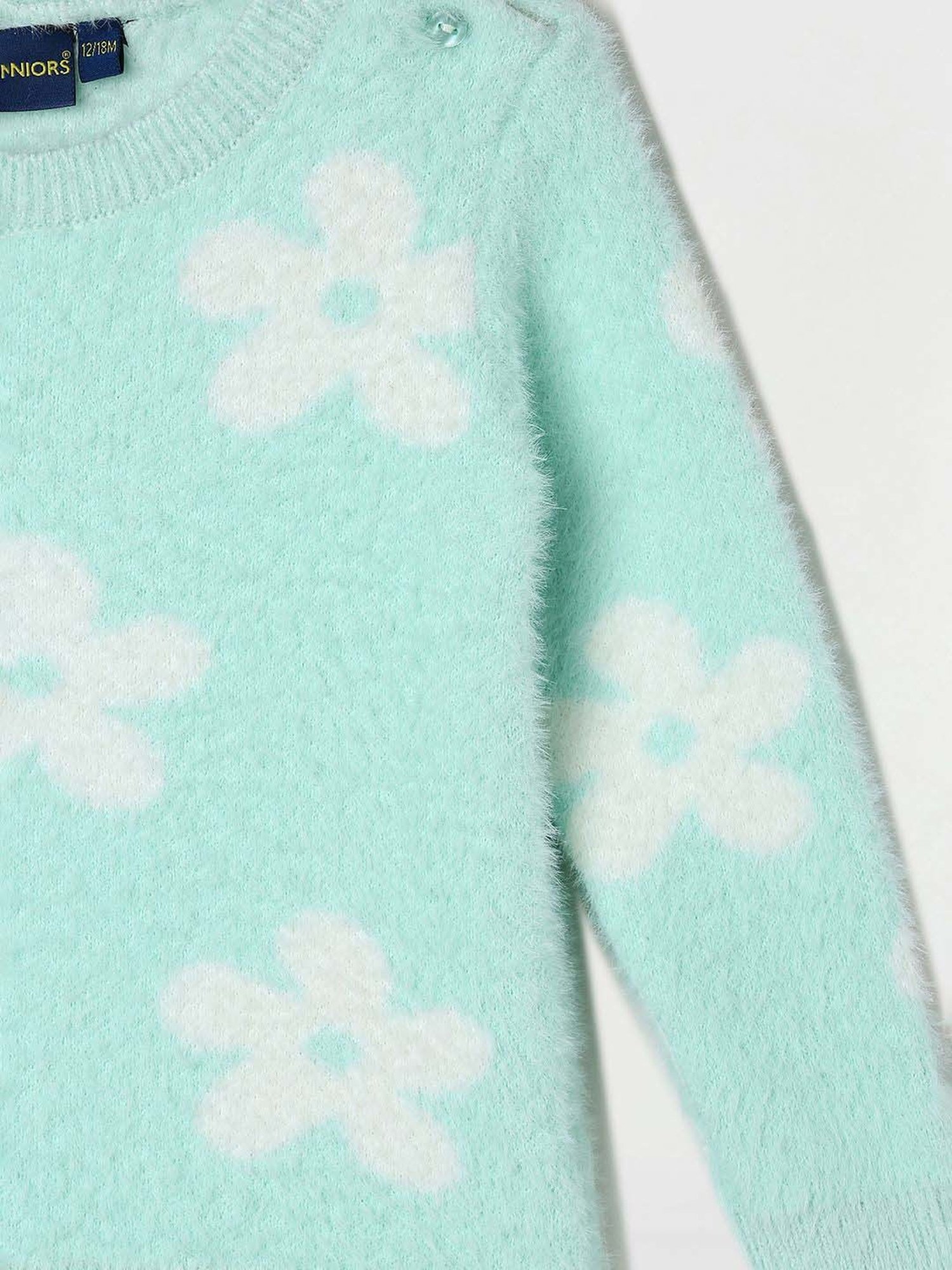 Juniors by Lifestyle Kids Mint Blue Printed Full Sleeves Sweater