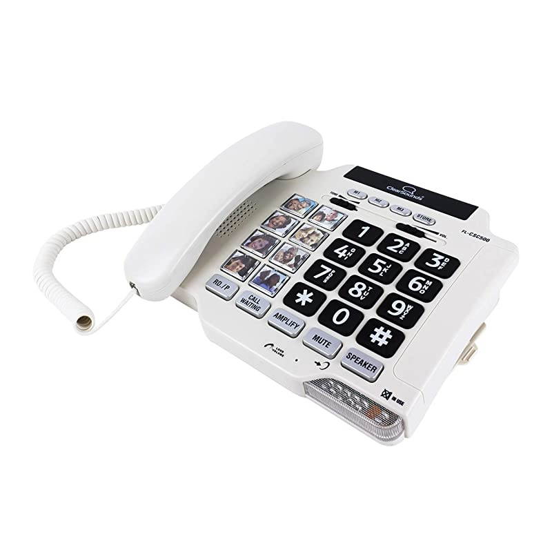 CSC500 Amplified Landline Phone with Speakerphone and Photo Frame Buttons Up to 40dB Amplification TCoil Hearing Aid Compatible
