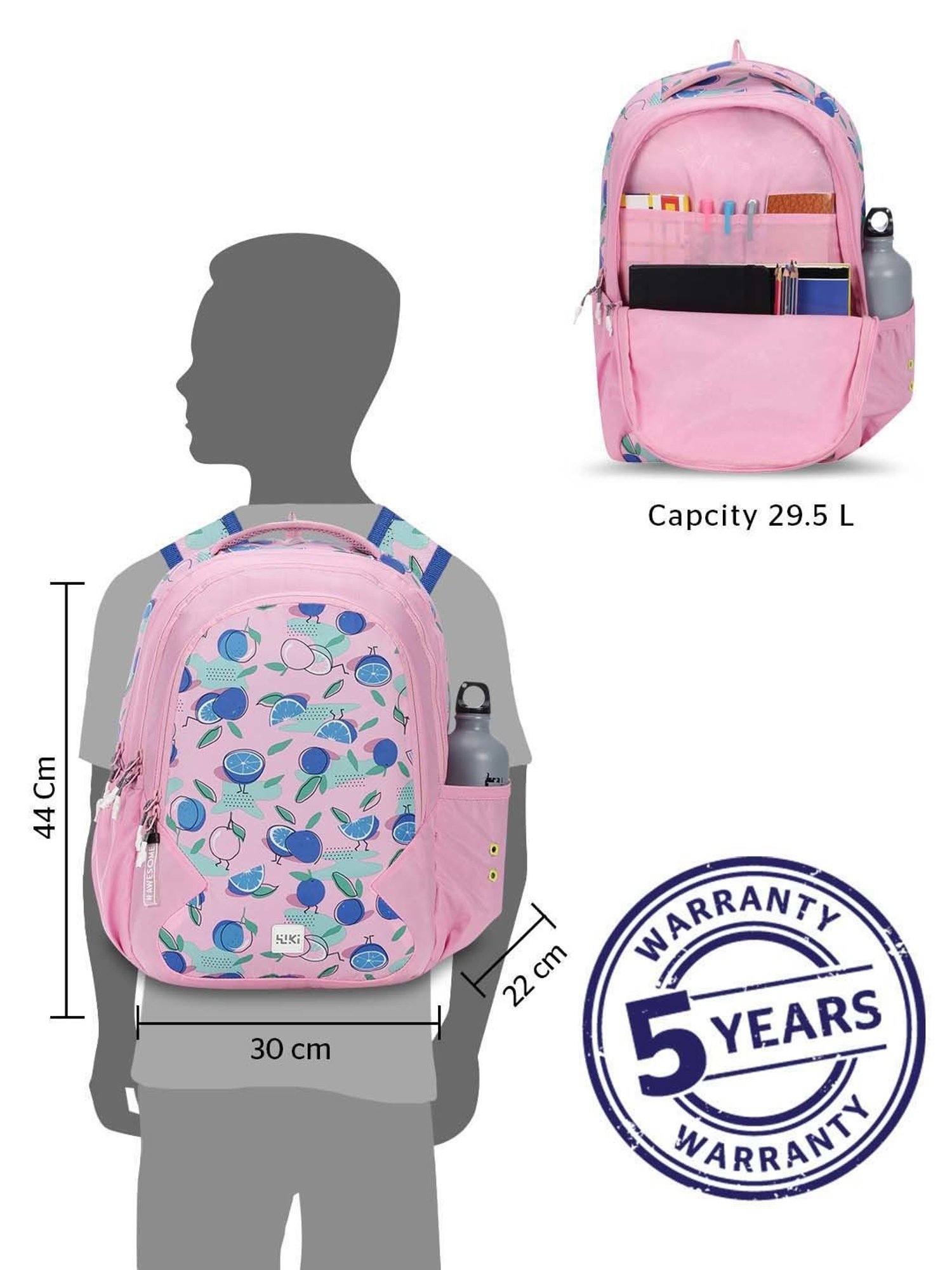 Wiki 29.5 Ltrs Pink Medium Backpack