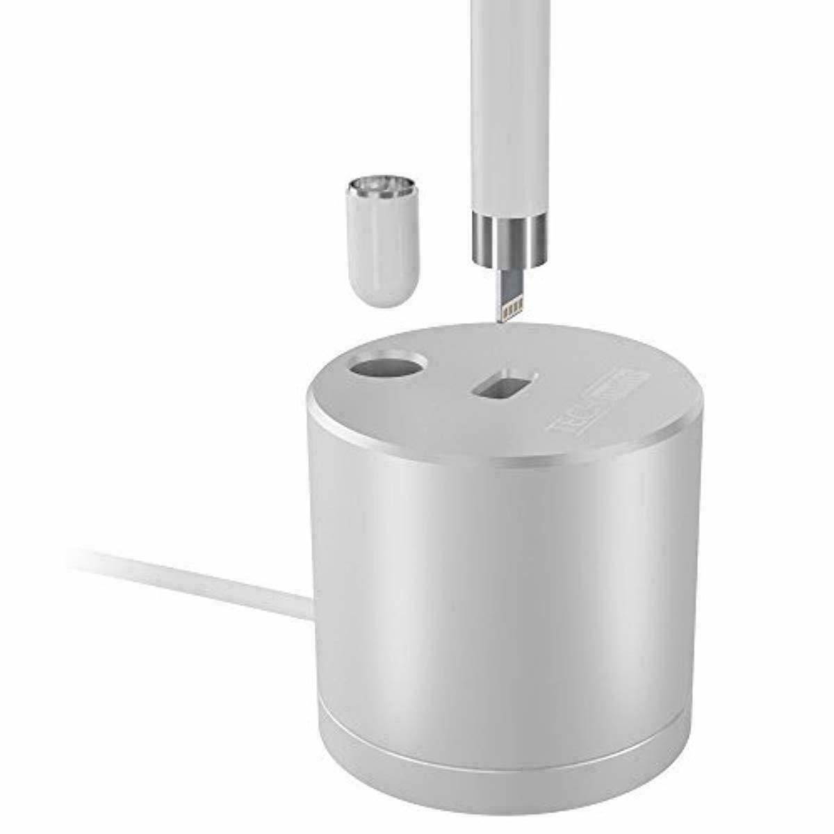 TECHMATTE CHARGING STAND FOR APPLE PENCIL ALUMINUM w/BUILT-IN 5' CHARGING CABLE