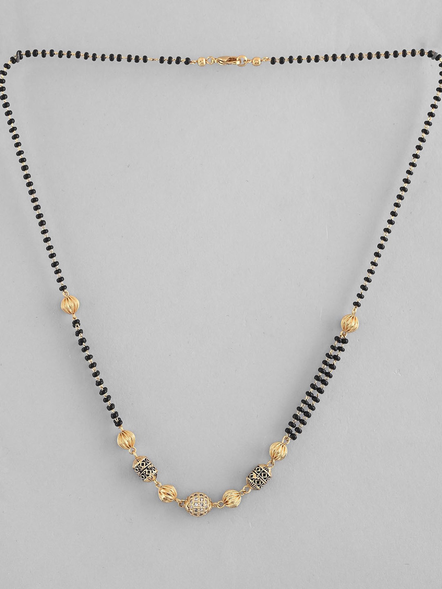 VOJ Gold Plated Stone Studded Cricular Shaped Mangalsutra for Women