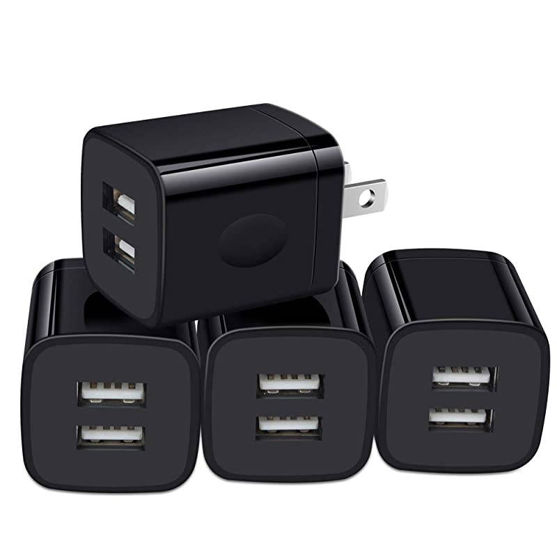 USB Wall Charger Charger Box  4Pack Dual Port Fast Charging Block Cube Plug Compatible with iPhone 11 Pro XR XS X 8 7 6 Plus iPad Samsung Galaxy S20+ S10 S9 Note 10 9 LG Android Kindle