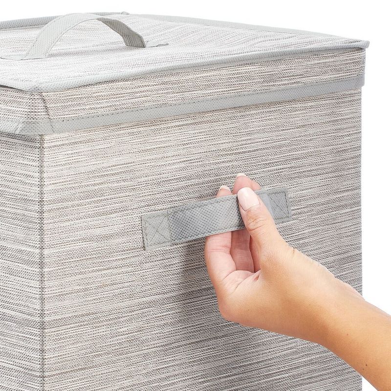 mDesign Soft Fabric Stripe Wrapping Paper Storage Box with Lid - Taupe/Tan