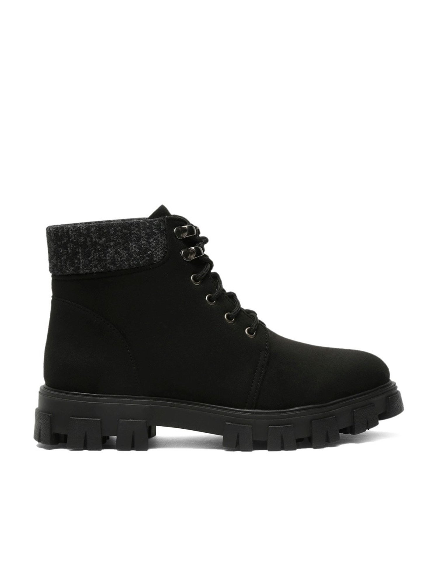 Flat N Heels Women's Black Derby Boots