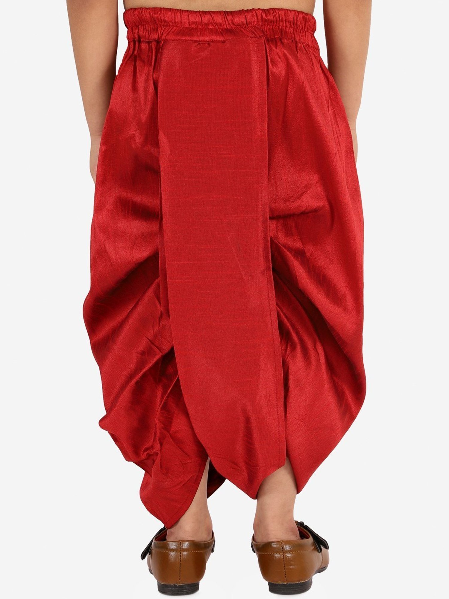 VASTRAMAY Kids Maroon Embroidered Dhoti