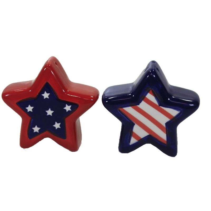 Tabletop 3.0" Patriotic Star Salt & Pepper Set Americana Transpac  -  Salt And Pepper Shaker Sets