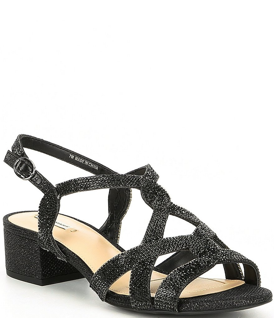 Alex Marie Crennan Rhinestone Strappy Block Heel Dress Sandals