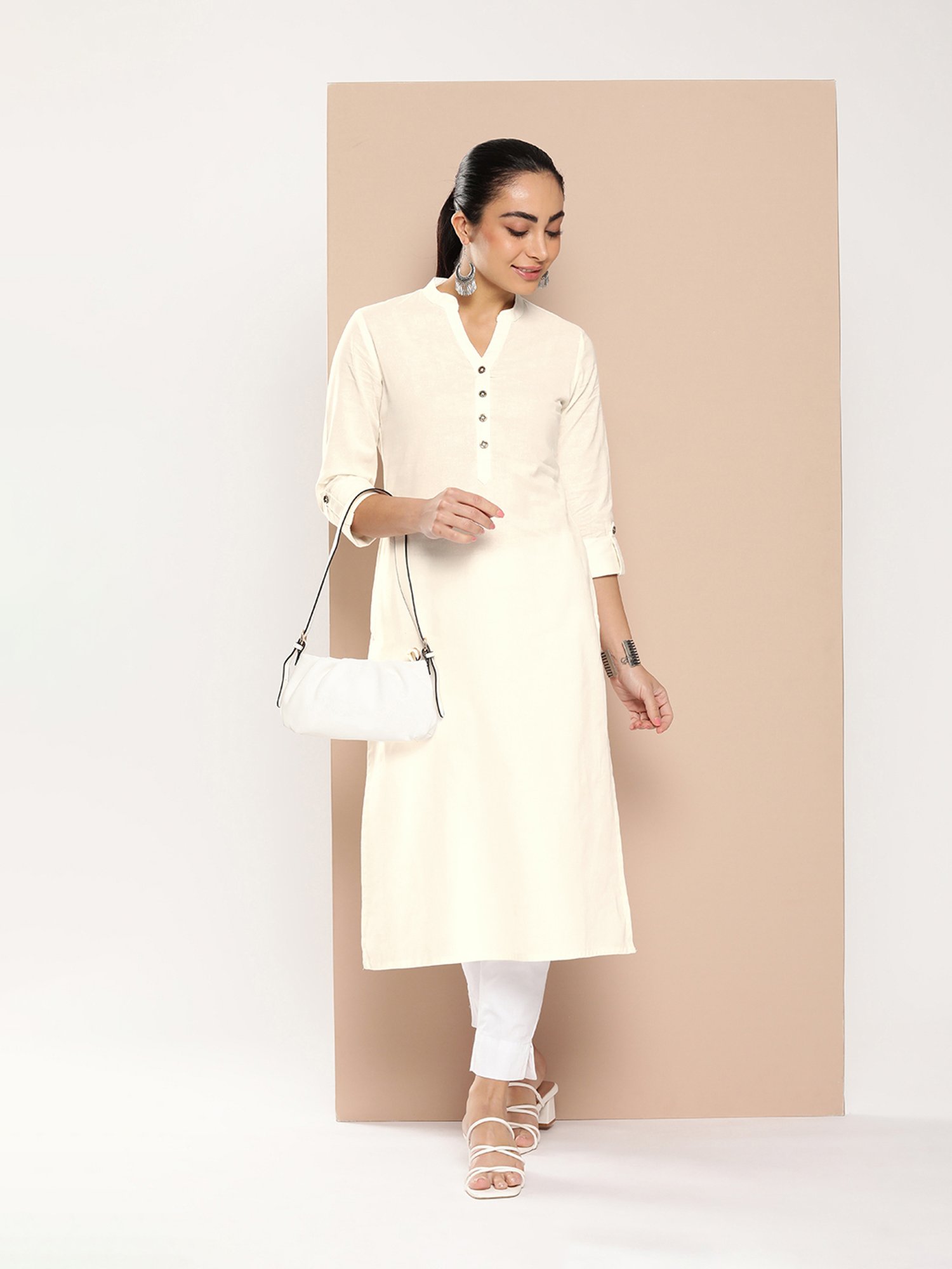 Amukti Beige Straight Kurta