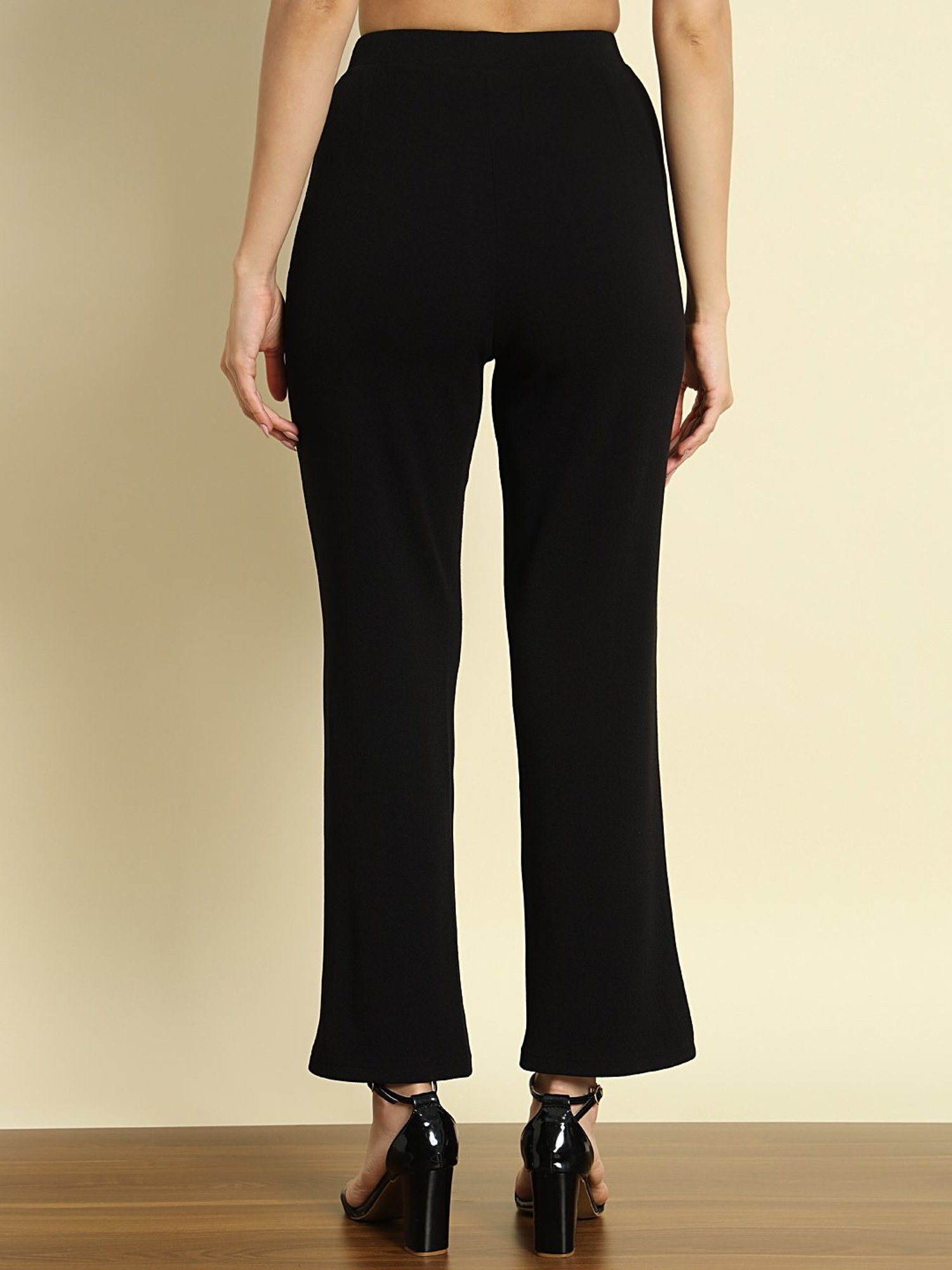 Trend Arrest Black Straight Fit High Rise Trousers