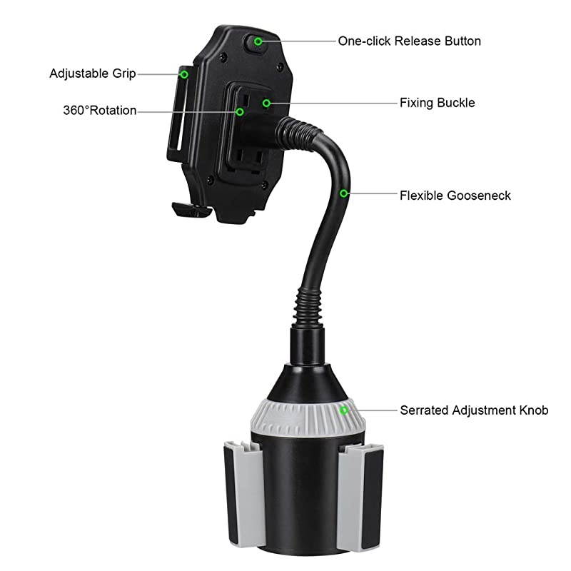 Phone Holder for Car-Upgraded  Cup Holder Phone Mount-Gooseneck Car Phone Holder -Universal Cell Phone Holder -Car Cradle-for iPhone 12 Pro Max/11/XR/XS/X/8 Samsung S20 Ultra/Note 20 (Gray)