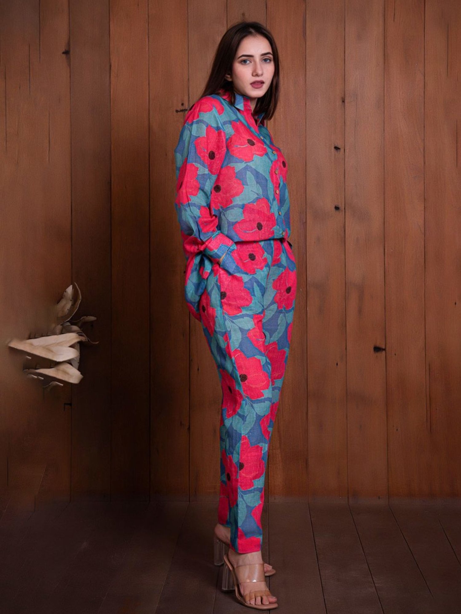 Eeshva India Blue & Pink Garden Of Dreams Shirt with Pant