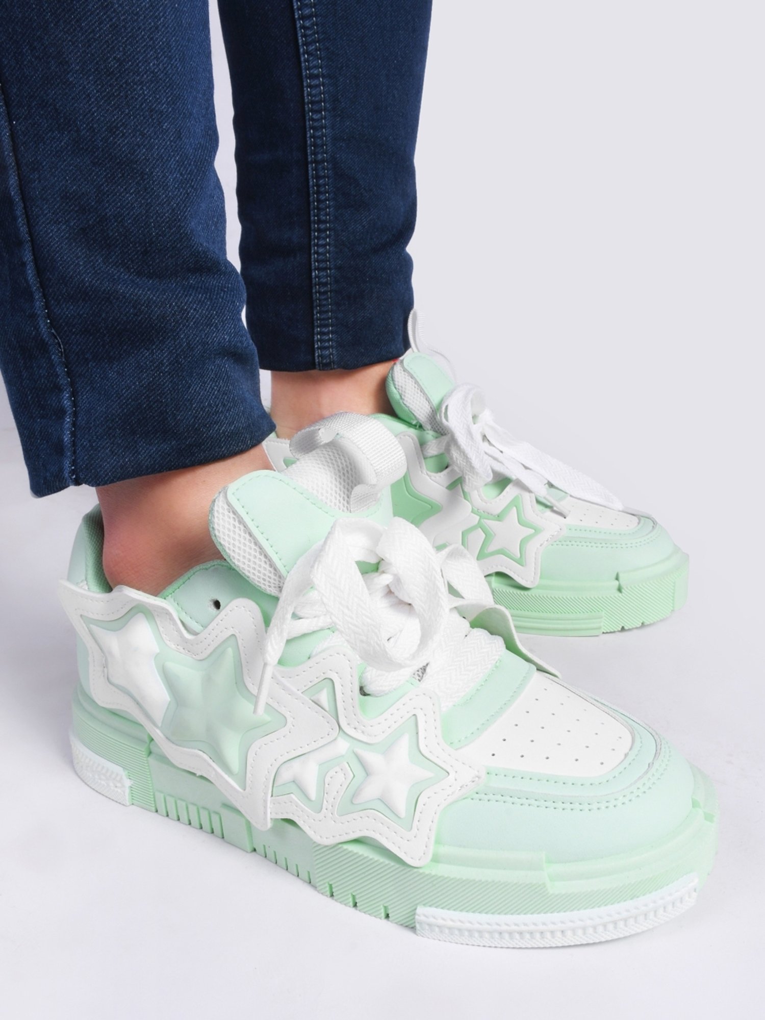 The White Pole Men's Green Casual Sneakers