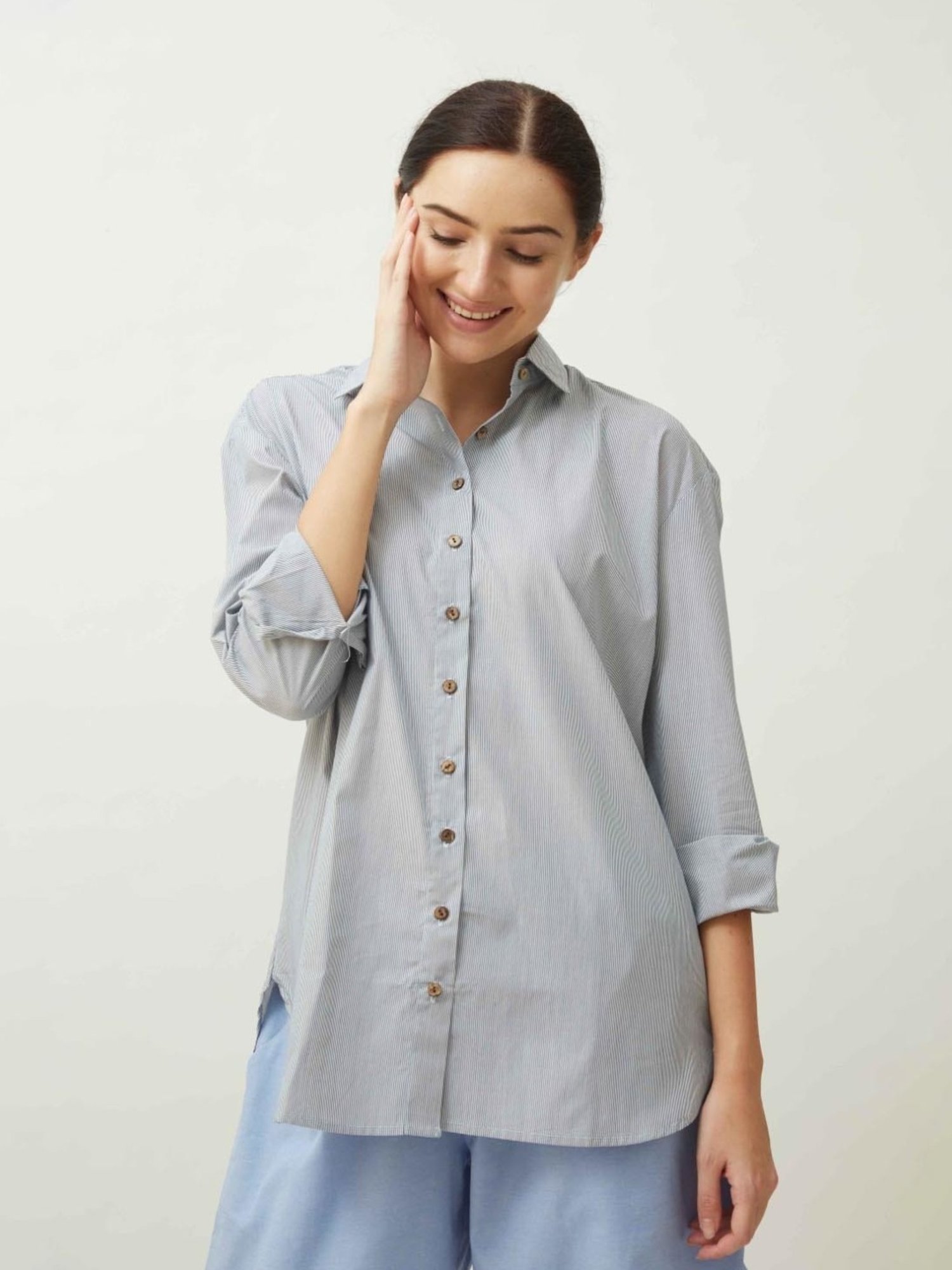 Saltpetre Sustainable Organic Jessica Shirt - Blue Stripe