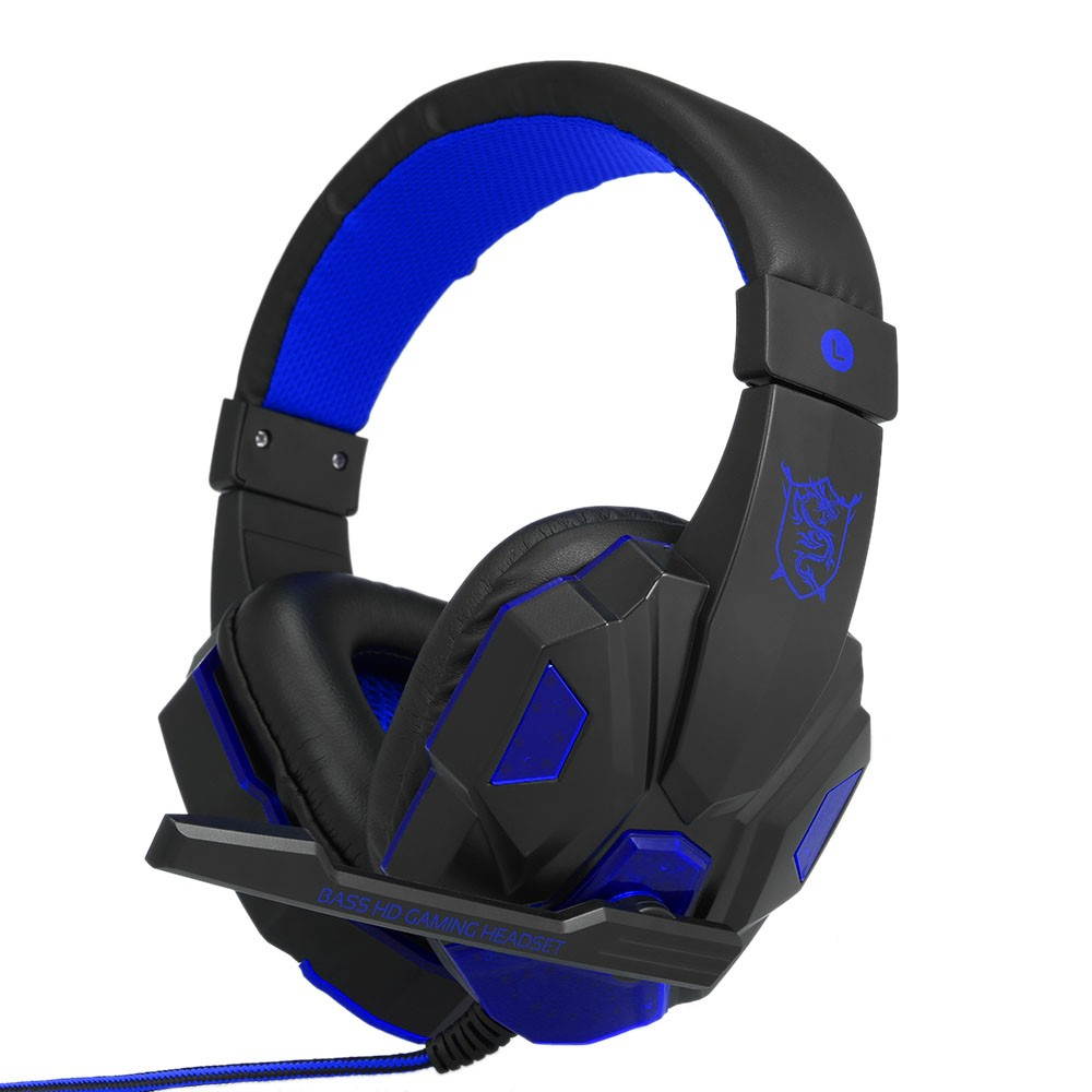 Gaming Headset Headphone for PC Laptop with Microphone with USB 3.5mm Interface LED Volume Control Over-ear Headphone
