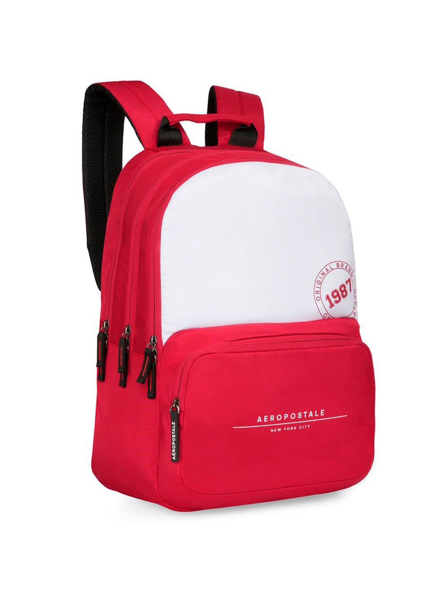 Aeropostale Wilton Red & White Polyester Color Block Laptop Backpack
