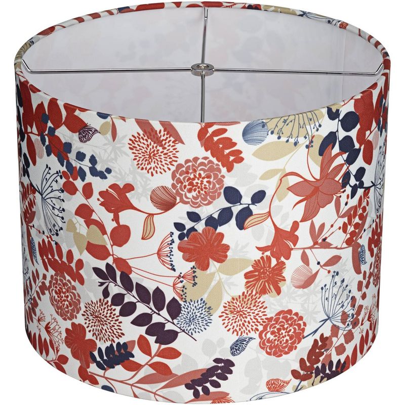 Springcrest Colorful Floral Medium Drum Lamp Shade 14" Top x 14" Bottom x 11" High (Spider) Replacement with Harp and Finial