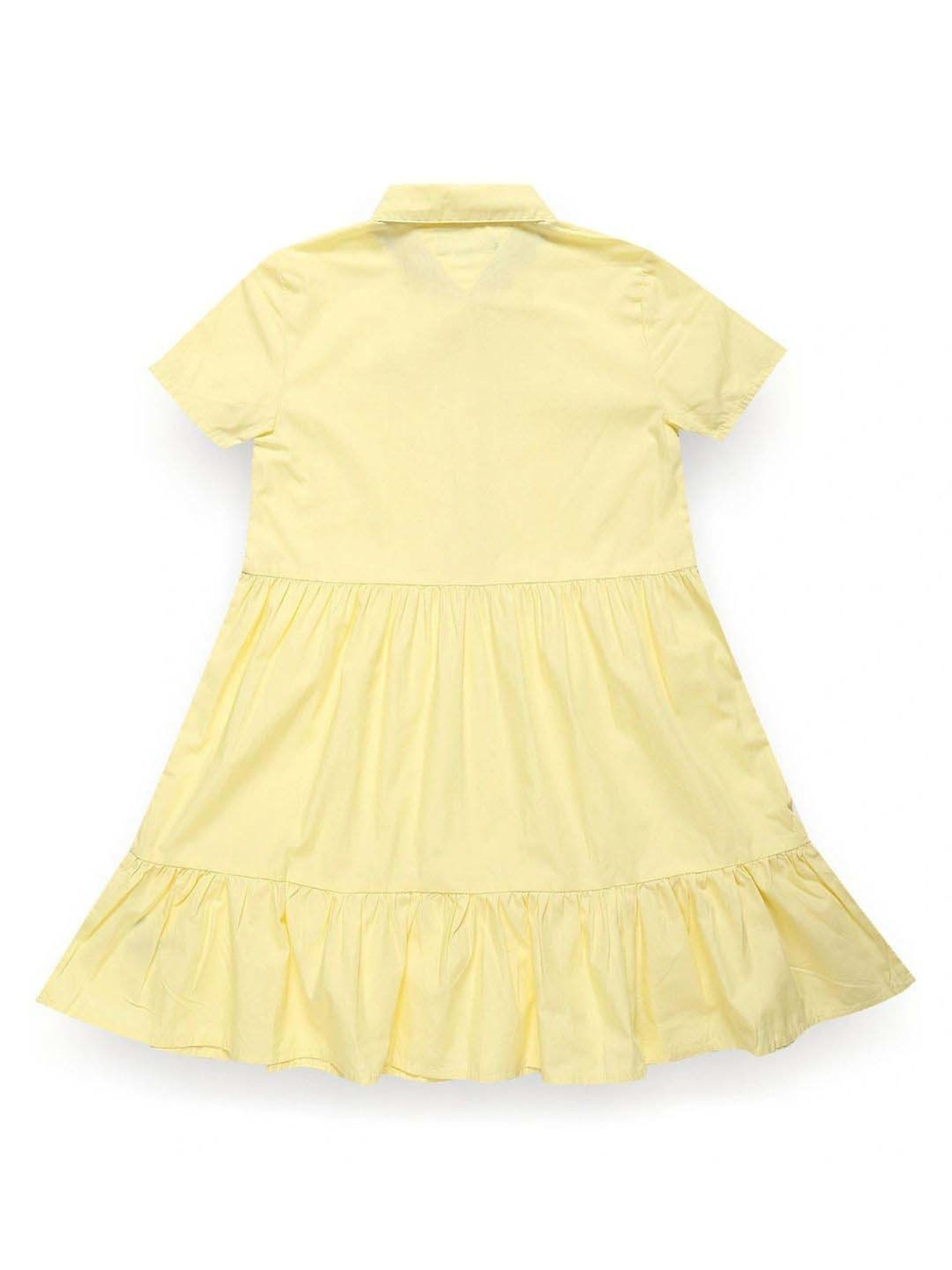 Tommy Hilfiger Girls Yellow Solid Regular Fit Casual Dress