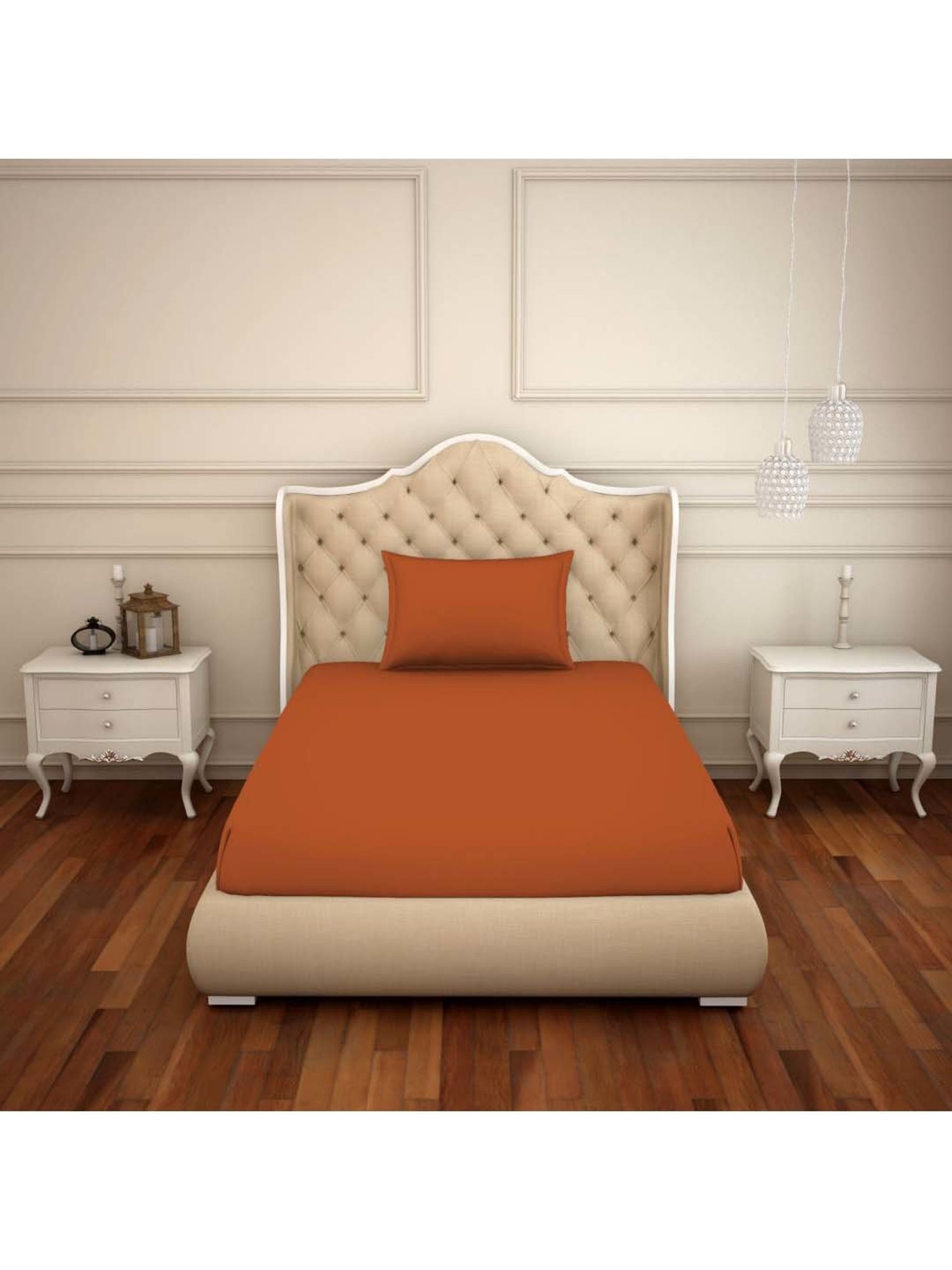 Welspun Restora Rust Cotton 150 TC Single Reversible Bedsheet with 1 Pillow Cover