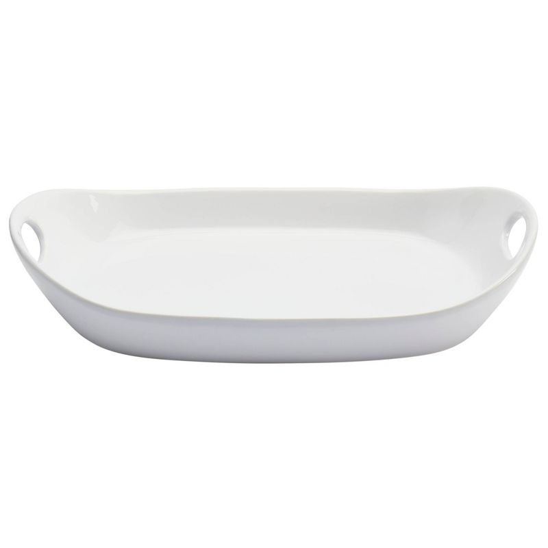 21" x 13" Stoneware Oval Serving Tray with Handles - Tabletops Gallery