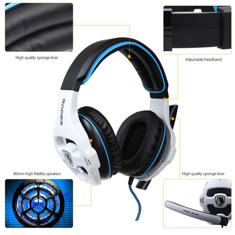 SA-903 7.1 Surround Sound channel USB Gaming Headset Wired Headphone with Mic Volume Control Noise Cancelling Mic Earphone