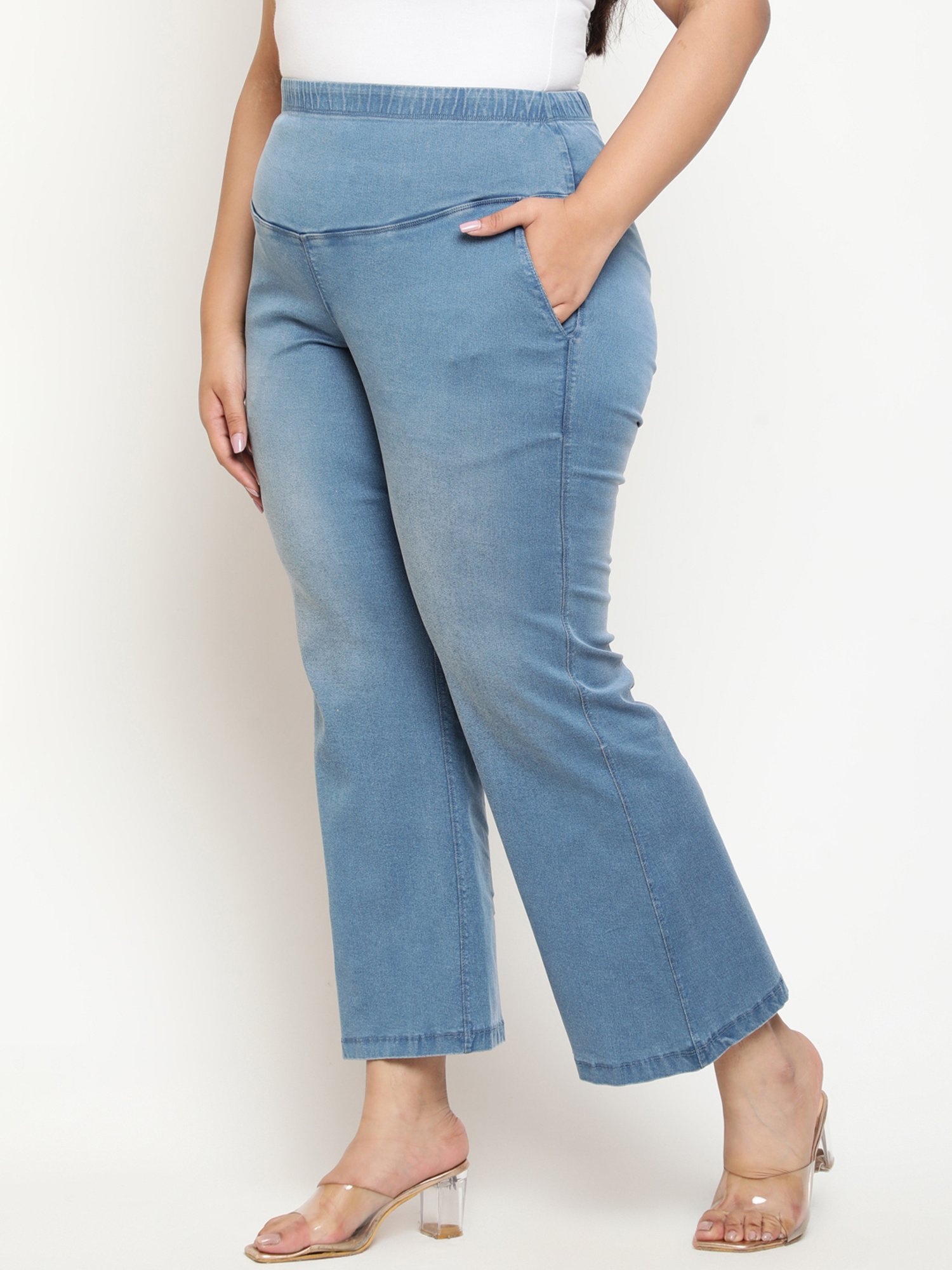 Amydus Light Blue Flared Fit High Rise Jeans