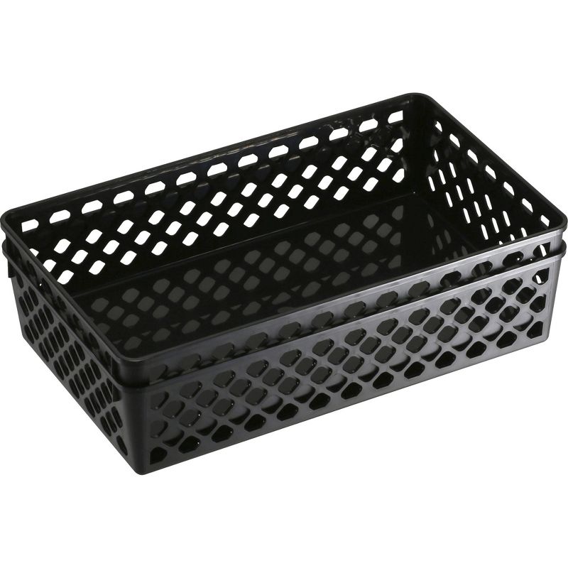 Officemate Supply Basket Stackable Large 2/PK Black 26202
