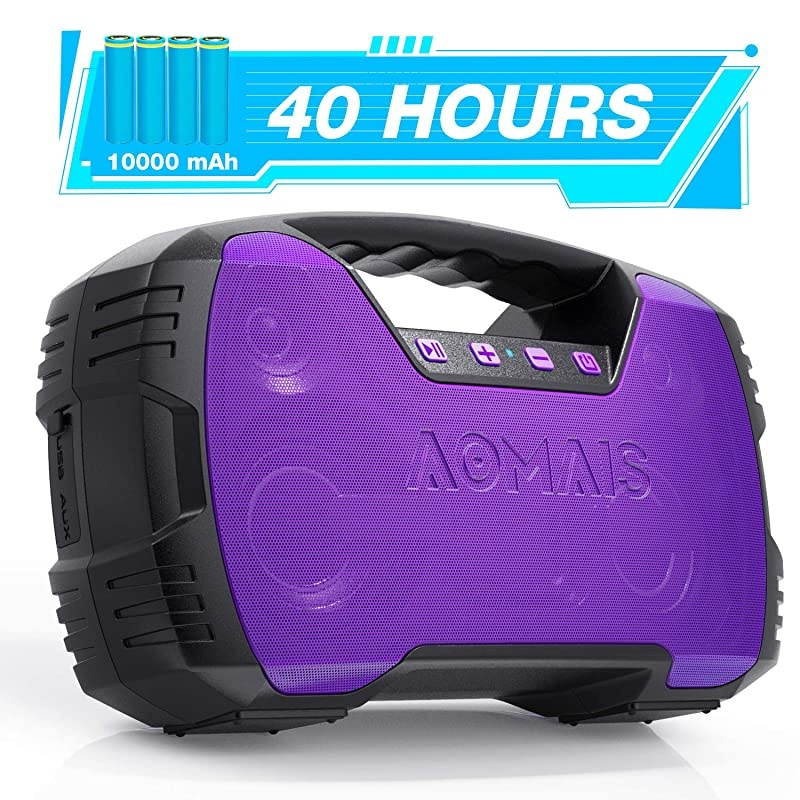 Waterproof Bluetooth Speaker, 40-Hour Playtime Wireless Outdoor Speakers, 25W Rich Bass Impressive Sound, Stereo Pairing, Built-in Mic, 100ft Bluetooth for Home Party(9.5 x 3.4 x 6.5 inches)